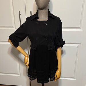Love Moschino Black Double-Breasted Tunic Top